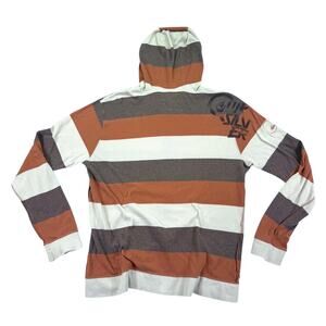 Y2K Quicksilver Hoodie Men's LARGE Full Zip Embroidered Surf Striped